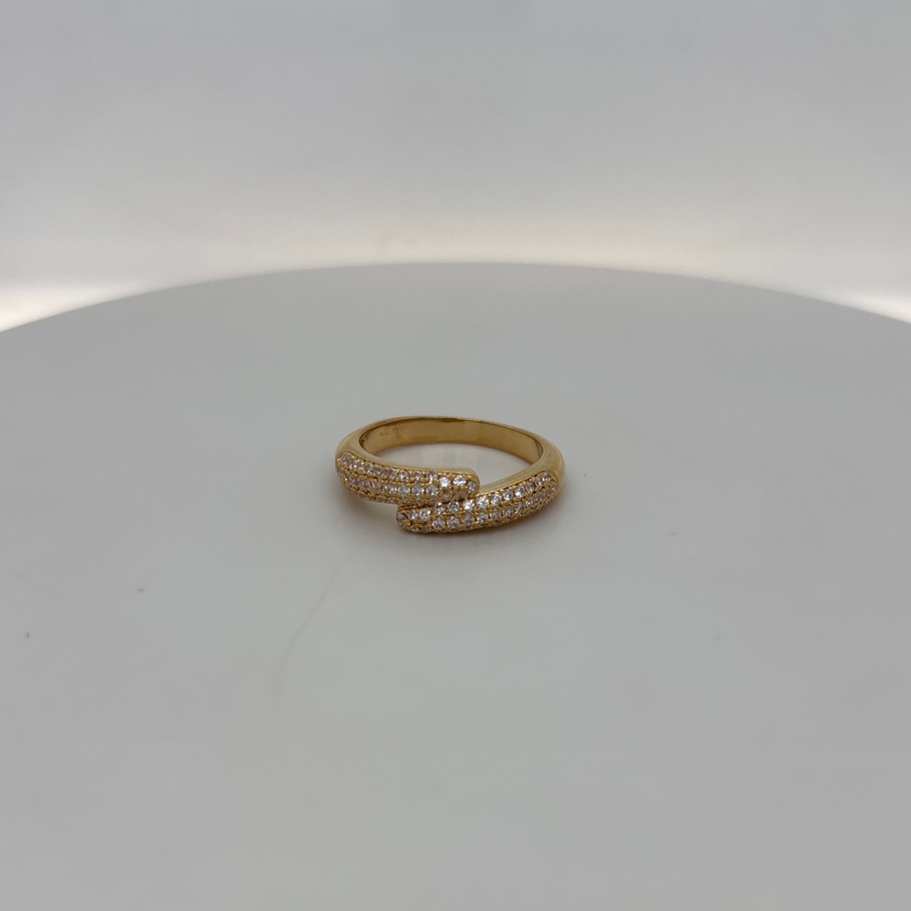 Gold Pavé Crisscross Ring with Clear Stones